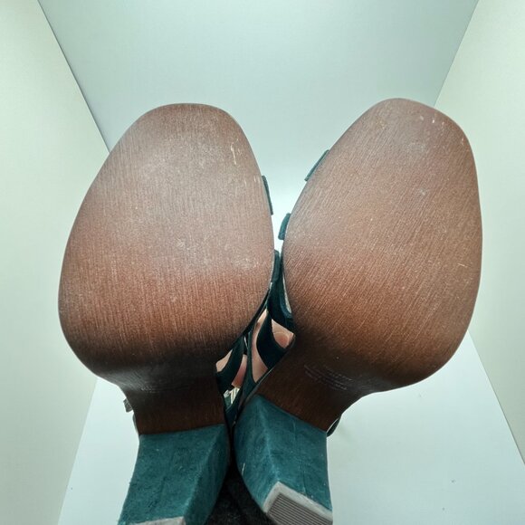 Steve Madden Green Suede Heeled Strappy Sandals Size 6M - Picture 9 of 10